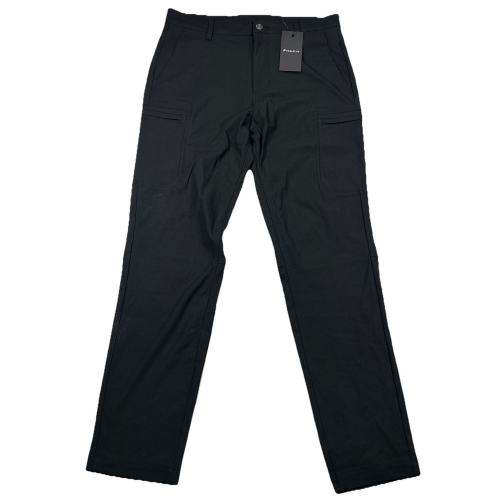 NWT Fabletics Mens‎ Pants 32x32 Black RN 134638 Reglar Fit Tapered Polyester